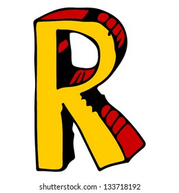 garabato infantil ABC, letra R a mano
