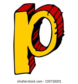 Doodle ABC, handgezeichnet, Buchstabe P