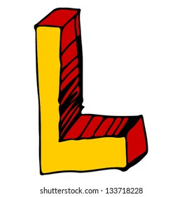 childlike doodle ABC, hand drawn letter L