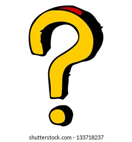 childlike doodle ABC, hand drawn question mark