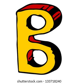 childlike doodle ABC, hand drawn letter B