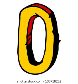 childlike doodle ABC, hand drawn number 0