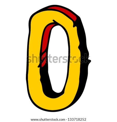 childlike doodle ABC, hand drawn number 0