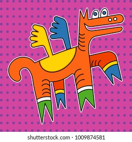 dibujo de doodle infantil, personaje de caricatura naive del vector