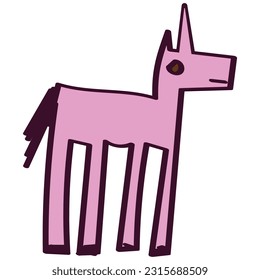 A child-like drawing of a unicorn