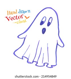 Childlike felt pen drawing of ghost. Vector illustration.
