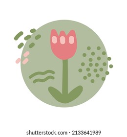 childlike floral cute design in trendy hand drawn flat style for baby greeting card and invitation