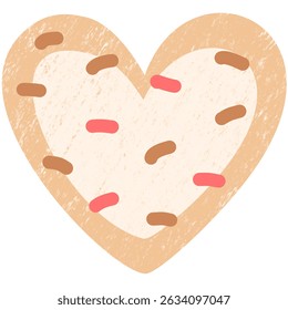 Childlike Heart Cookie Drawing with White Frosting – Festive Crayon Art
