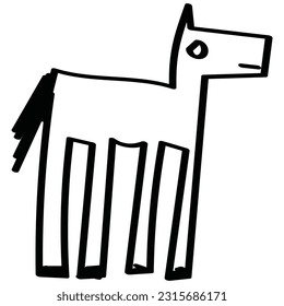 child-like illustration of a horse