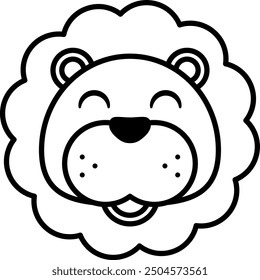 Childlike line drawing of a lion