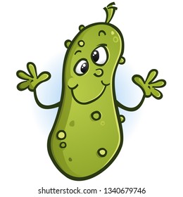 Childlike Pickle Cartoon Character Waving his Hands