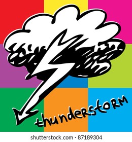 Kinderartiges Pop-Art-Design-Element, naiver Skizzensturm