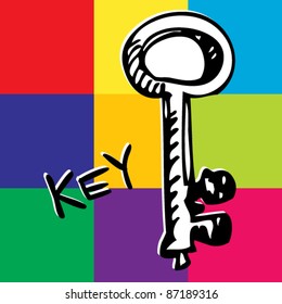 elemento de diseño de arte pop infantil, clave de doodle insignificante