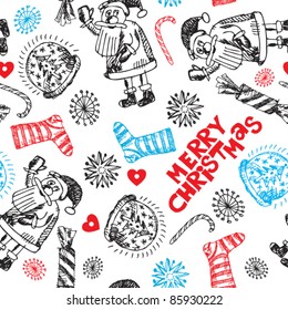 garabatos sin fisuras infantiles, garrapatas elementos de diseño navideño