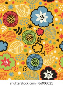 childlike seamless floral background. vector illustration