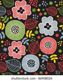 childlike seamless floral background. vector illustration