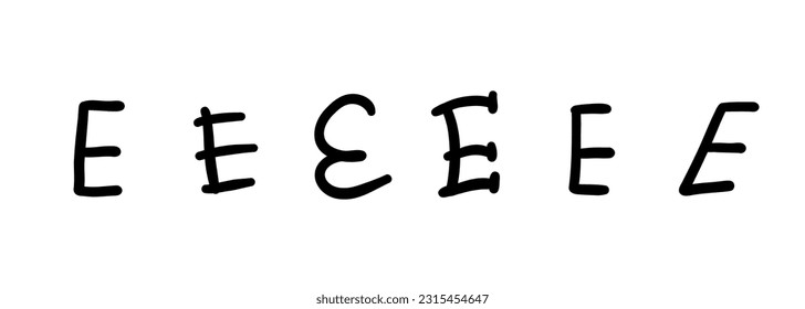 Childlike simple black english latin M alphabet letter symbol. Vector illustration in hand drawn doodle style isolated on white background. For kids book, learning, card, decorating, logo.
