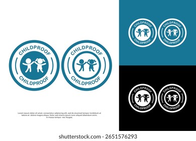 Childproof icons with stick figures, indicating product safety for children and infants.