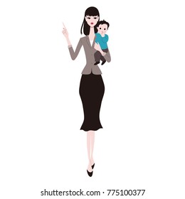 Child-raising female illustration