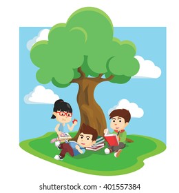 6,314 Reading a book under a tree Images, Stock Photos & Vectors ...