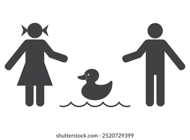 childred boy and girl with duck toy icon