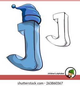 Children 3d alphabet with cap. Letter J