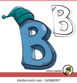 Children 3d alphabet with cap. Letter B