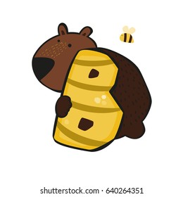 Children ABC, cute animal alphabet, letter-B. Colorful bear, character. Vector illustration, isolated.
