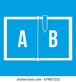 Children abc icon white isolated on blue background vector illustration