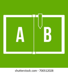 Children abc icon white isolated on green background. Vector illustration