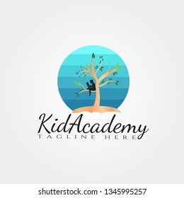 Children Academy tree vector logo design,kid academy icon