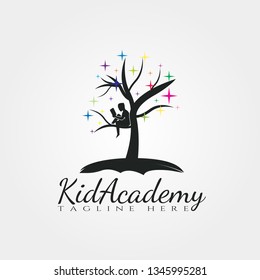 Children Academy tree vector logo design,kid academy icon