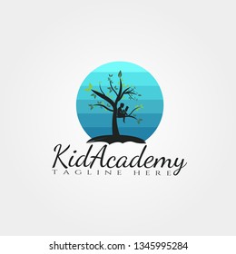 Children Academy tree vector logo design,kid academy icon