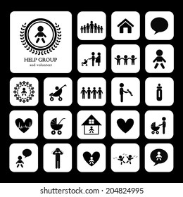 children action welfare stick figure icon 