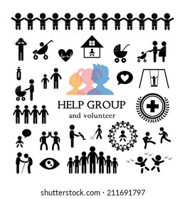 children action welfare stick figure icon 