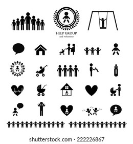 children action welfare stick figure icon 