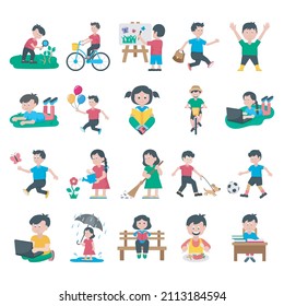Kinderaktivitäten Vektorsymbol-Set