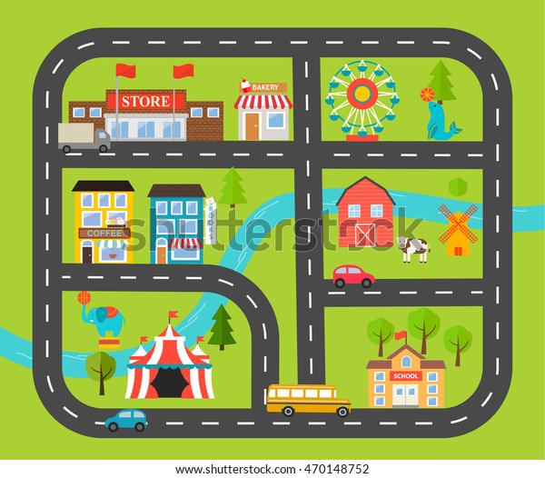 Children Activity Entertainment Play Mat City Stock Vector (Royalty ...