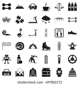 Children activity icons set. Simple style of 36 children activity vector icons for web isolated on white background