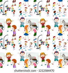 Children activity seamless pattern illustration