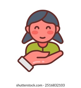 Niños Adopción Iconos rellenos, Ilustración vectorial