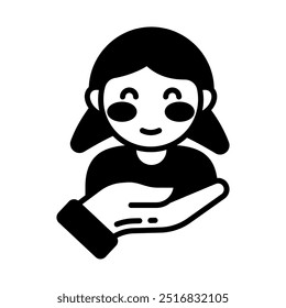 Icono del glifo de la adopción de los niños, Ilustración vectorial