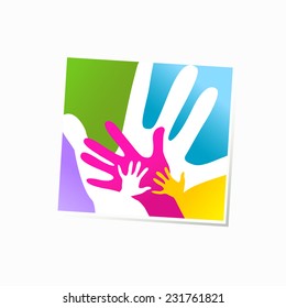 children and adults hands together