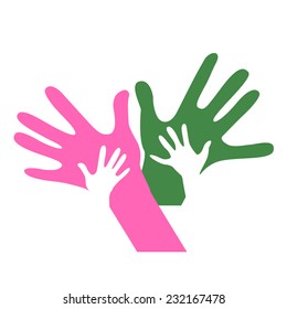children and adults hands together