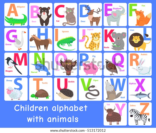 Children Alphabet Animals Letters B C Stock Vector Royalty Free