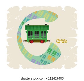 Children alphabet. The letter C, vector