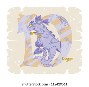 Children alphabet. The letter D, vector