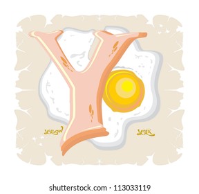 Children alphabet. The letter Y, vector
