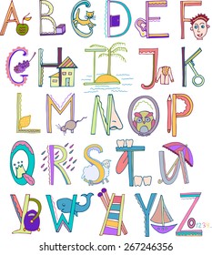 Children alphabet in vector format.