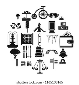 Children amusement icons set. Simple set of 25 children amusement vector icons for web isolated on white background